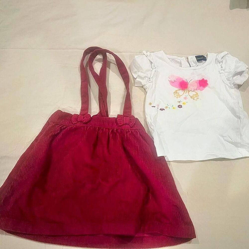 Toddler Girl 2-Piece Corduroy Short-Sleeve cotton top, Dress Set - 3T, Burgundy